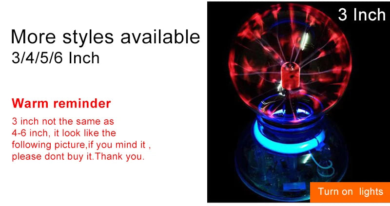 Novelty Magic Plasma Touch Sensor Light 3/4/5/6/8 inch