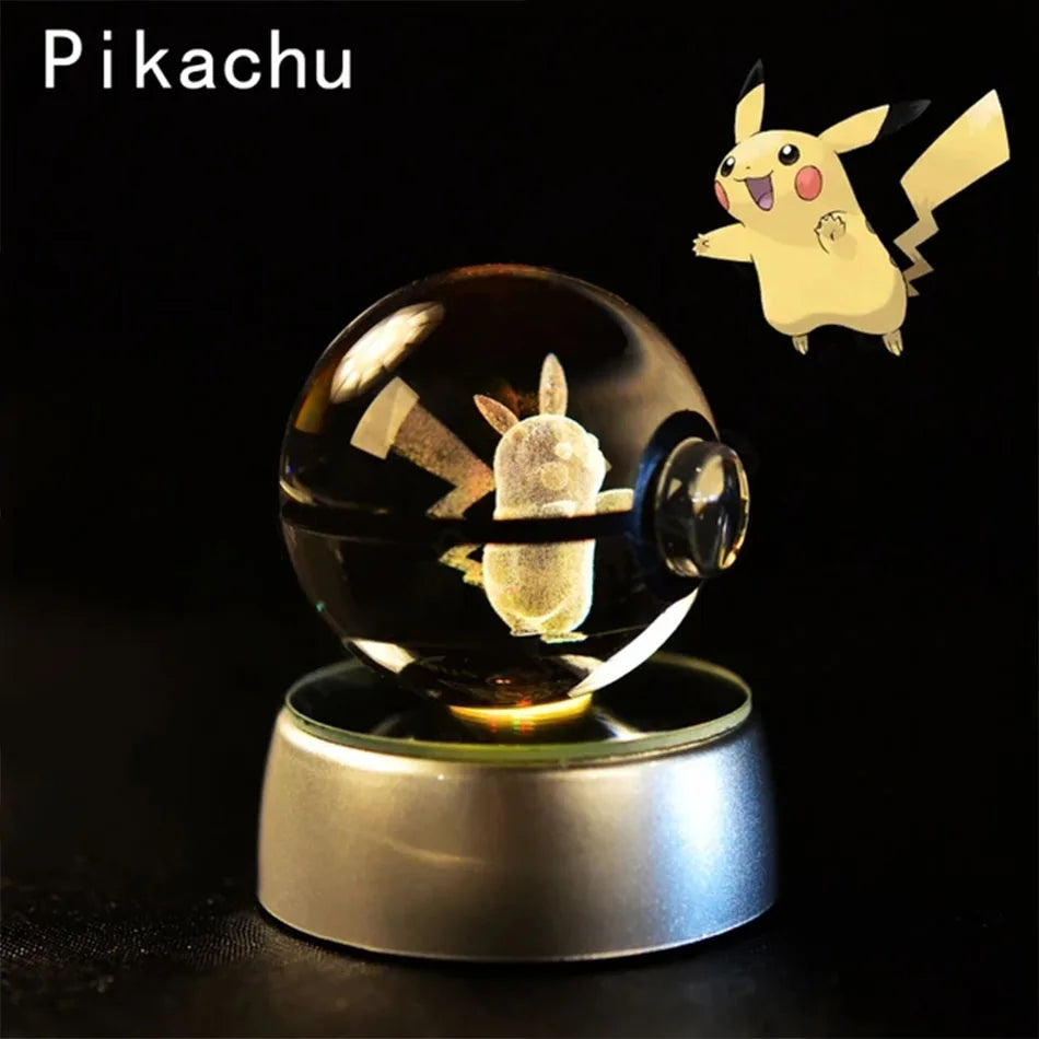 Pokemon 3D Crystal Ball Lamp Base Pokeball 3D Pokemon Glass Ball