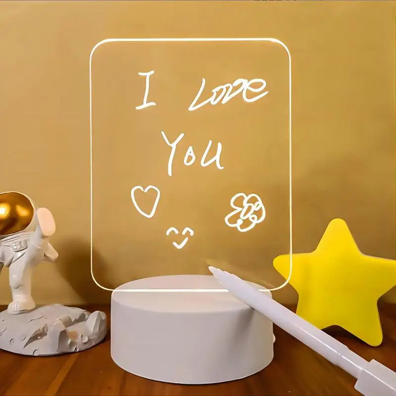 Personalized LED Lamp Acrylic Message Note Board Erasable USB Board Bedroom Night Light