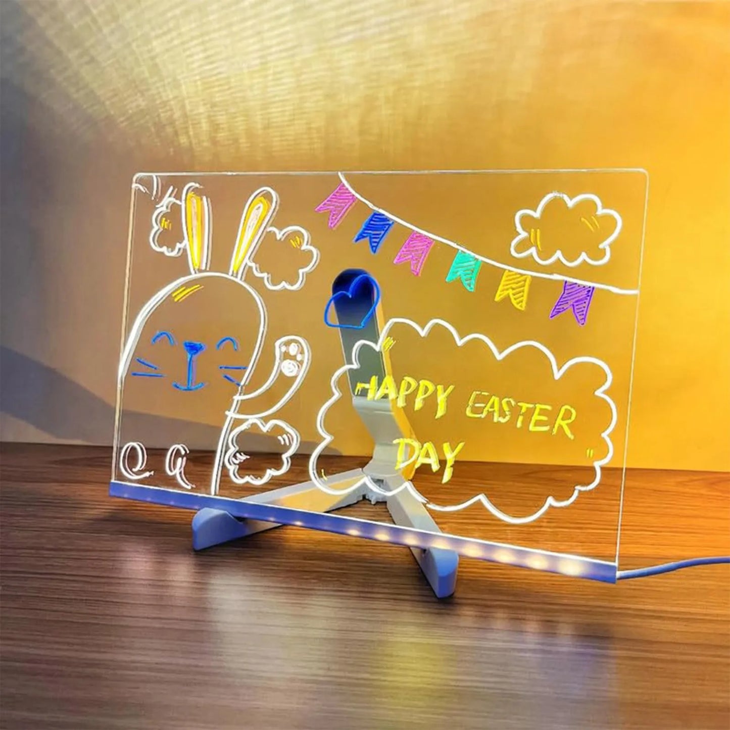 Handmade Erasable Painted Acrylic Doodle Diy Notepad Message Board Led Glass night light