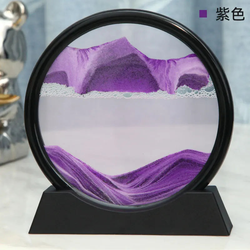 Moving Sand Art Picture Round Glass Deep Sea Sandscape Hourglass Quicksand