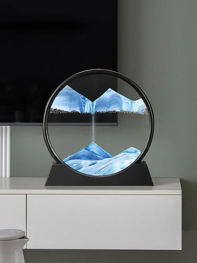 Moving Sand Art Picture Round Glass Deep Sea Sandscape Hourglass Quicksand