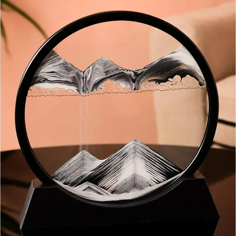 Moving Sand Art Picture Round Glass Deep Sea Sandscape Hourglass Quicksand