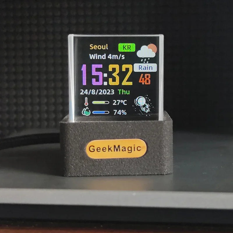 Ccrystal Cube Photo Display Holographic Desktop Smart Weather Station Digital Clock with GIF Animations Album