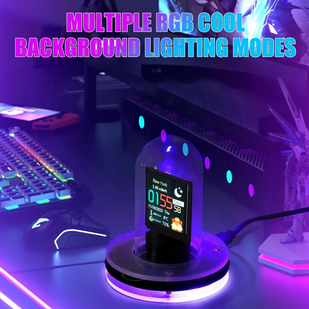 cSmart Wifi Glow Tube Clocks Cyberpunk Style Digital Table Clock Visual Display Changeable