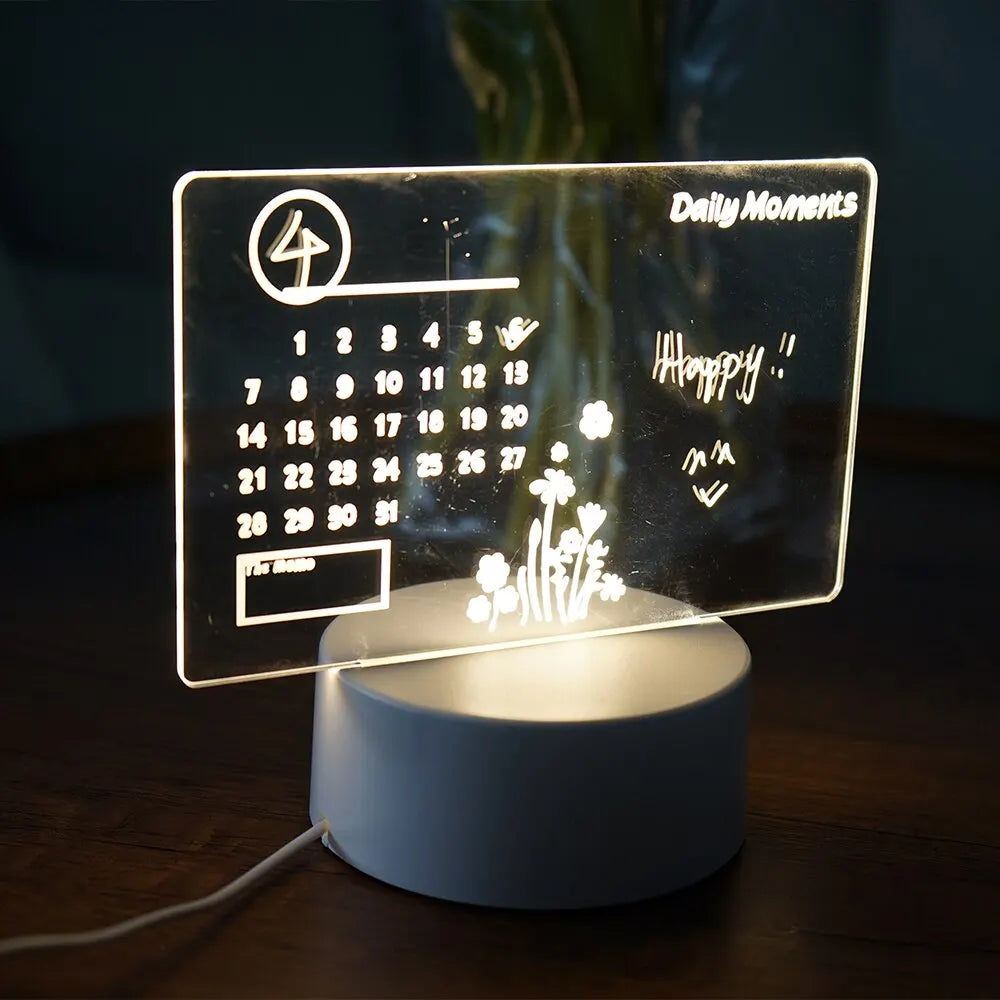 Creative LED Note Board Night Light USB Rewritable Message Board Warm Soft Light task board