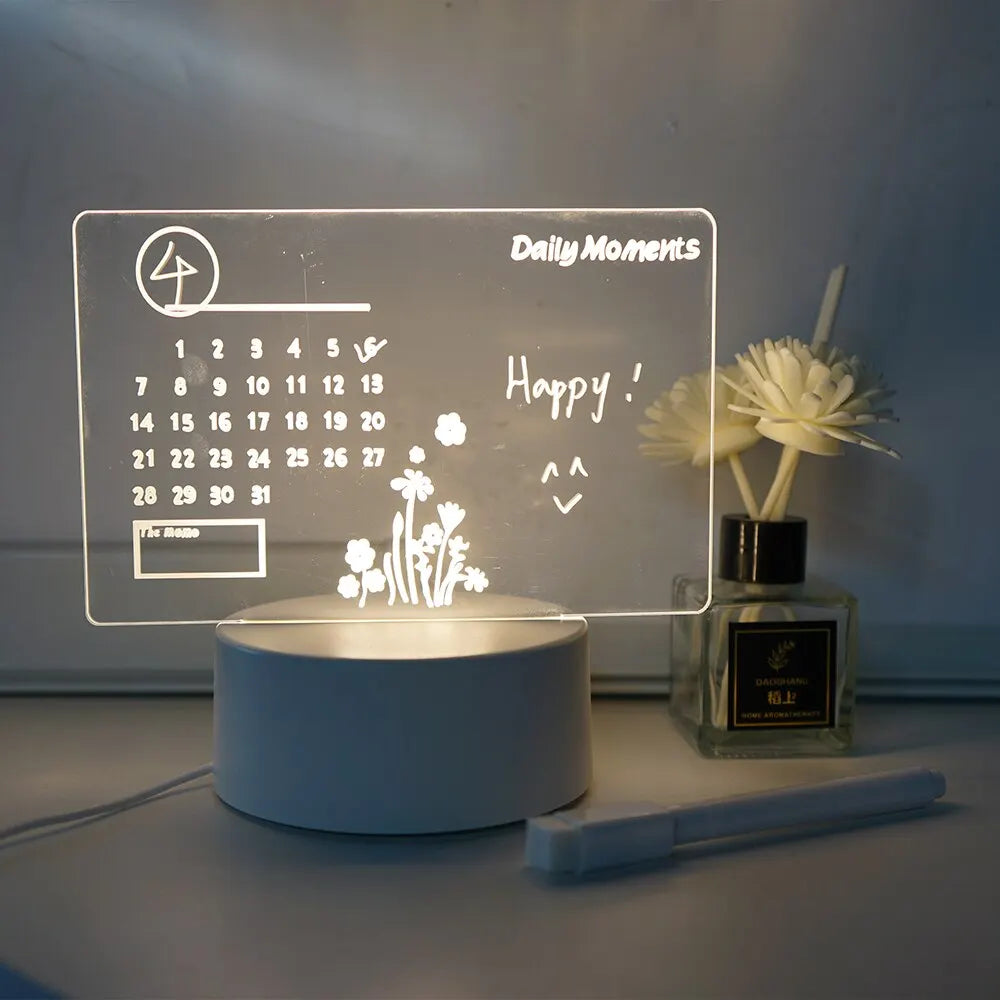 Creative LED Note Board Night Light USB Rewritable Message Board Warm Soft Light task board
