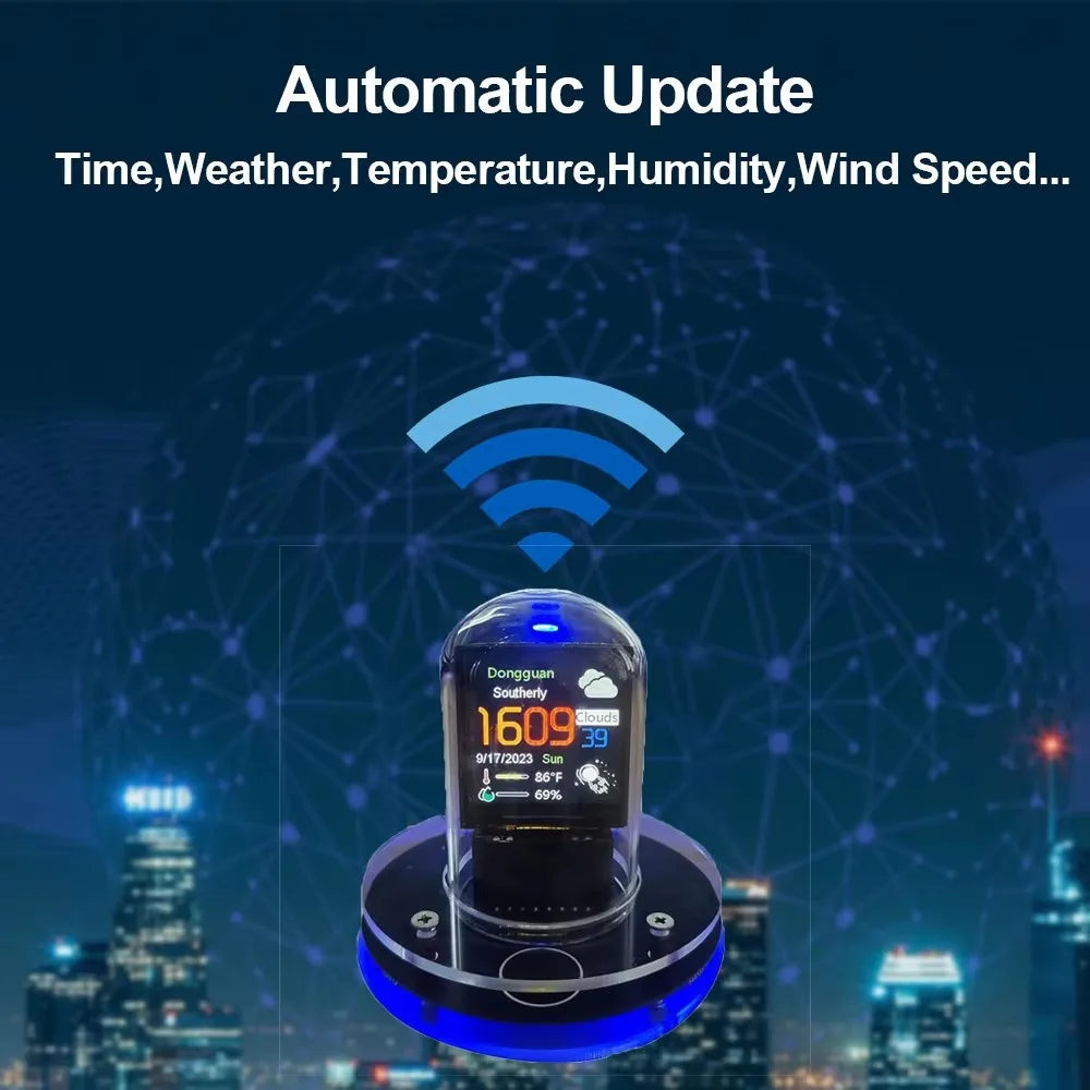 cSmart Wifi Glow Tube Clocks Cyberpunk Style Digital Table Clock Visual Display Changeable