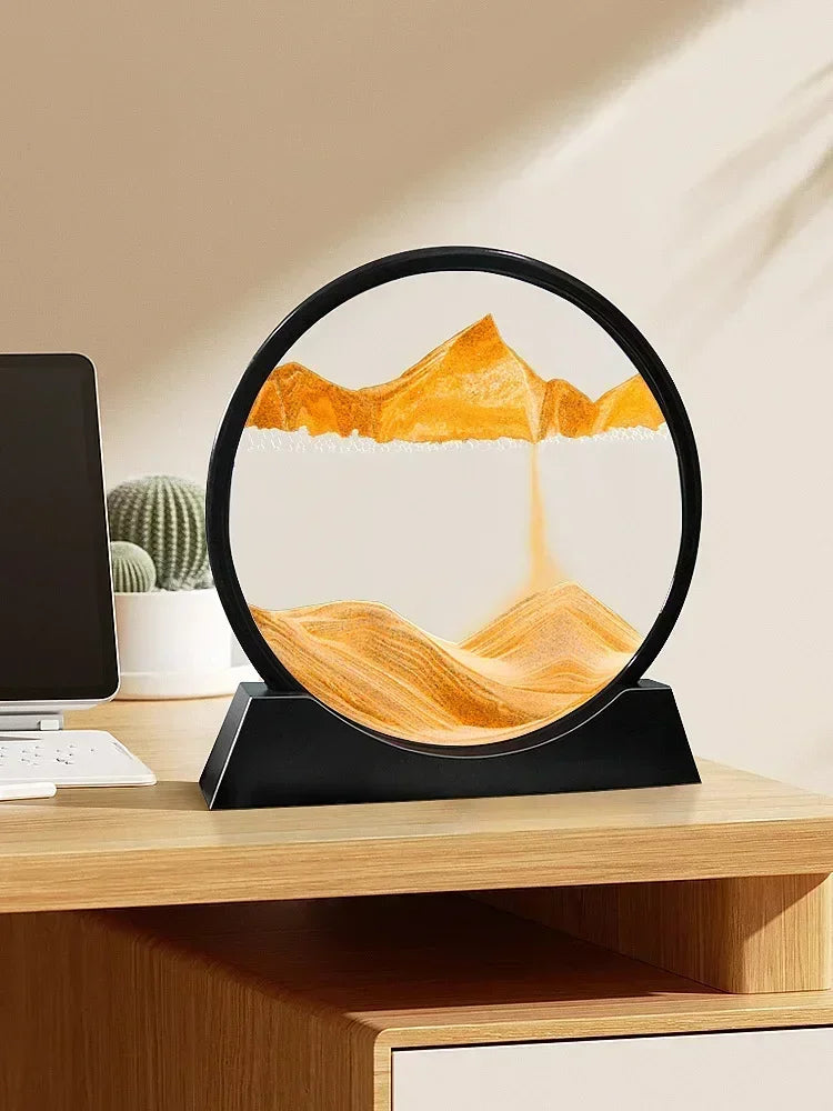 Moving Sand Art Picture Round Glass Deep Sea Sandscape Hourglass Quicksand