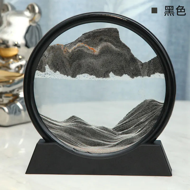 Moving Sand Art Picture Round Glass Deep Sea Sandscape Hourglass Quicksand
