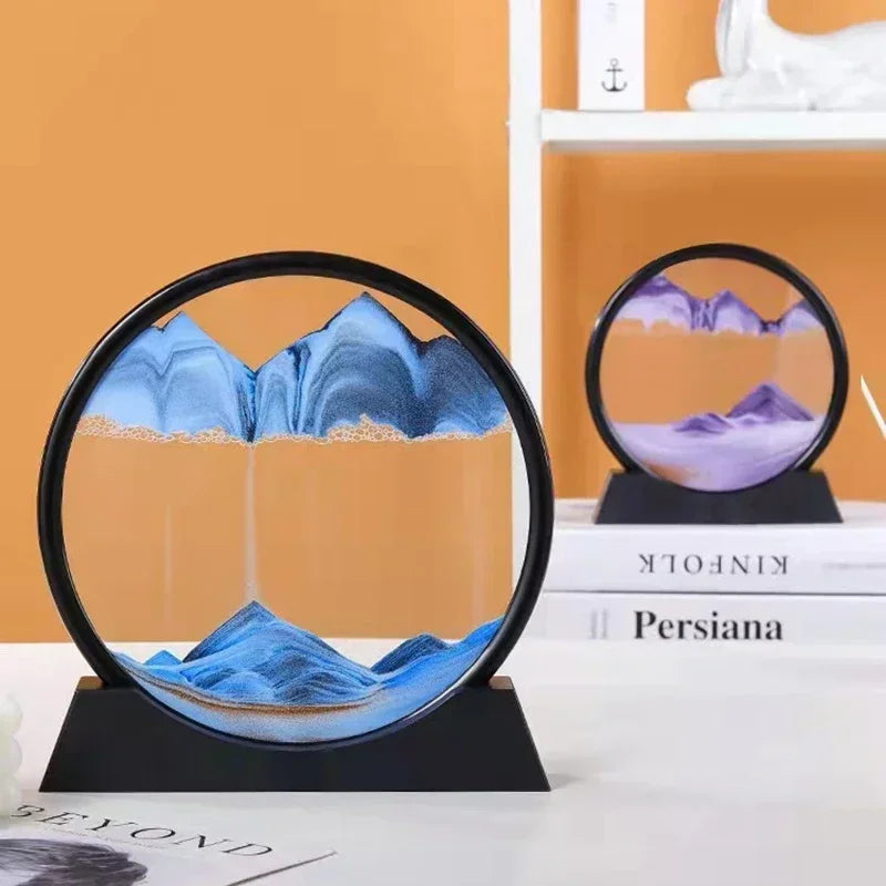 Moving Sand Art Picture Round Glass Deep Sea Sandscape Hourglass Quicksand