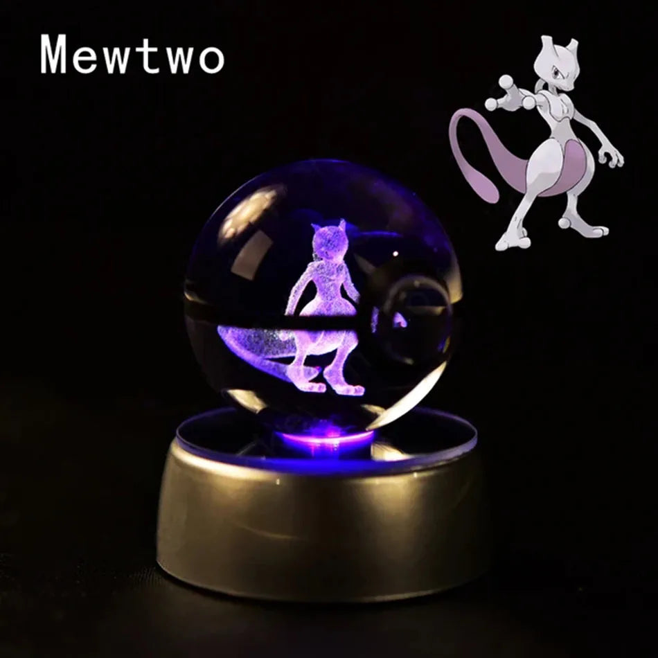 Pokemon 3D Crystal Ball Lamp Base Pokeball 3D Pokemon Glass Ball