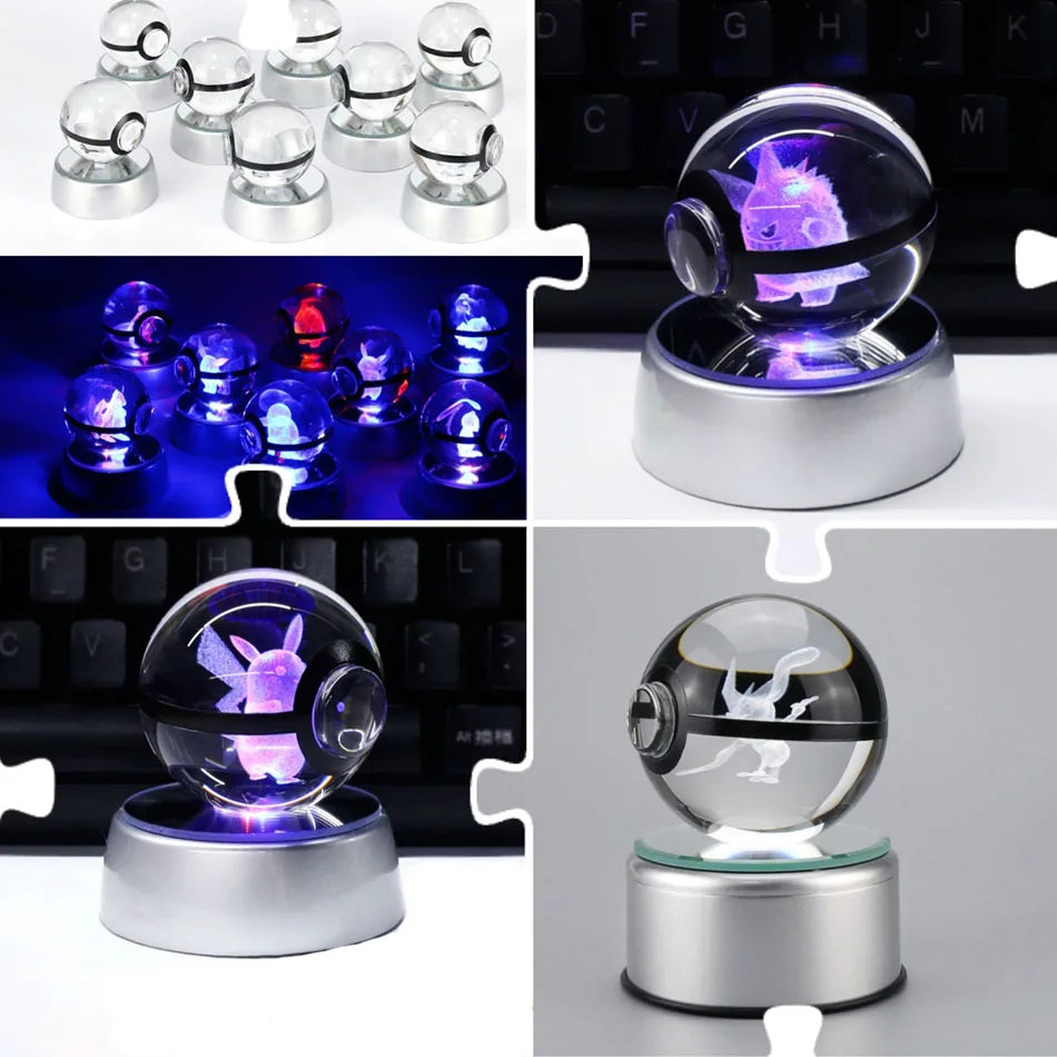 Pokemon 3D Crystal Ball Lamp Base Pokeball 3D Pokemon Glass Ball
