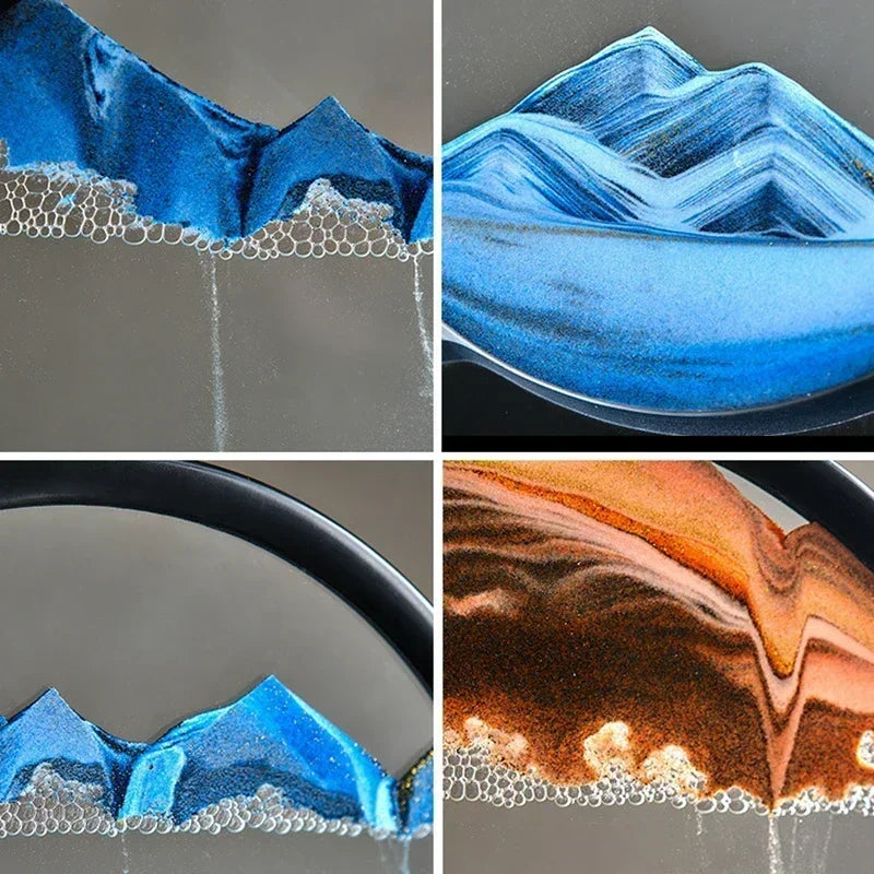 Moving Sand Art Picture Round Glass Deep Sea Sandscape Hourglass Quicksand