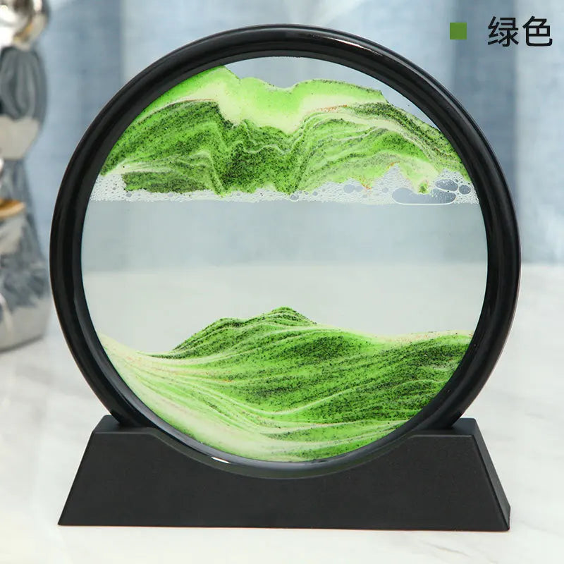 Moving Sand Art Picture Round Glass Deep Sea Sandscape Hourglass Quicksand