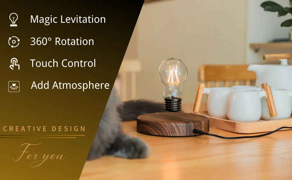 Levitating LED Bulb Lamp, Magnetic Floatin 360 Degree Automatic Rotating Night Light