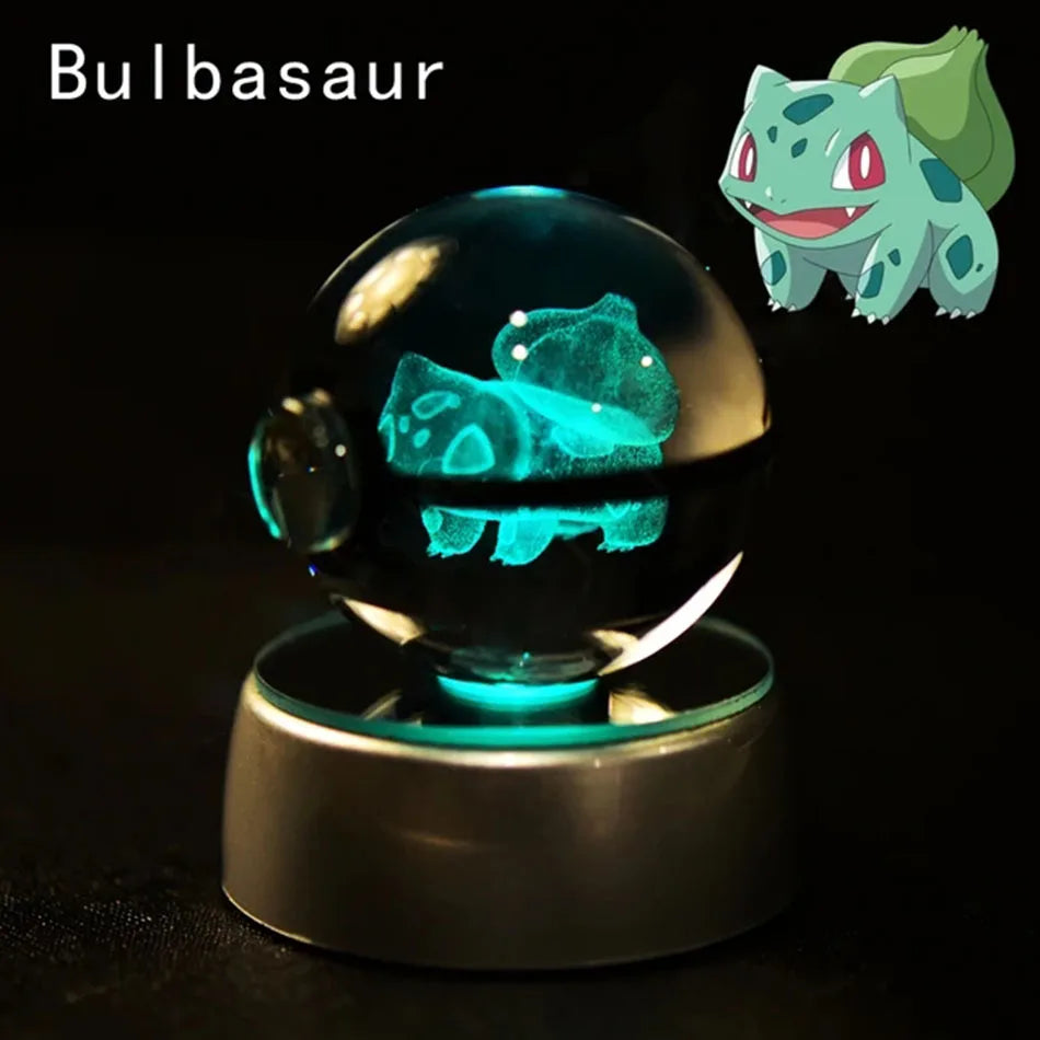 Pokemon 3D Crystal Ball Lamp Base Pokeball 3D Pokemon Glass Ball