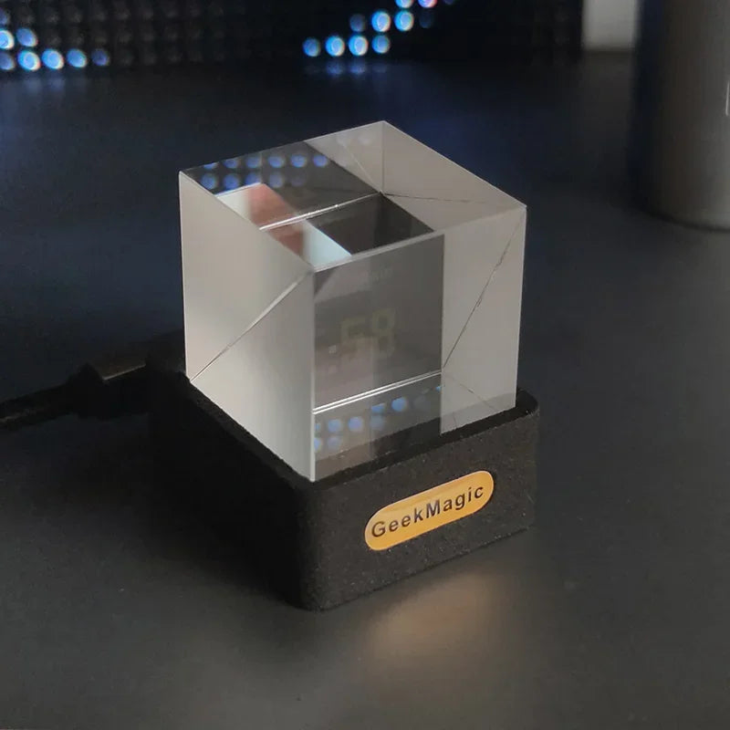 Ccrystal Cube Photo Display Holographic Desktop Smart Weather Station Digital Clock with GIF Animations Album