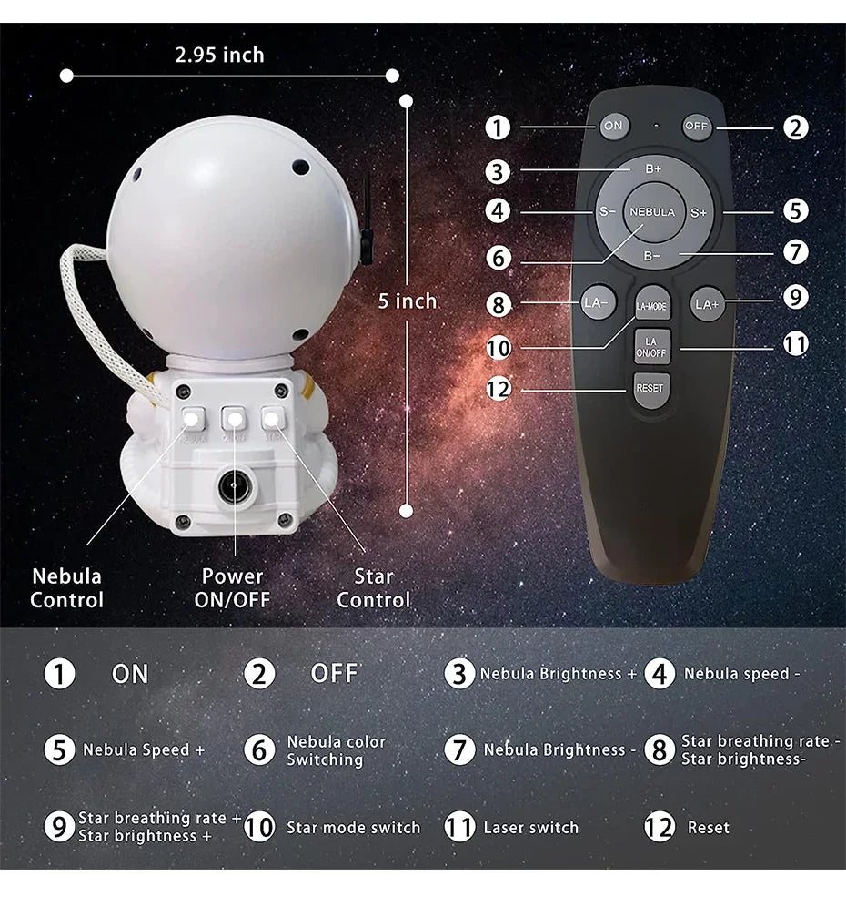 Star Projector Galaxy Night Light Astronaut Space Projector Starry Nebula Ceiling LED Lamp