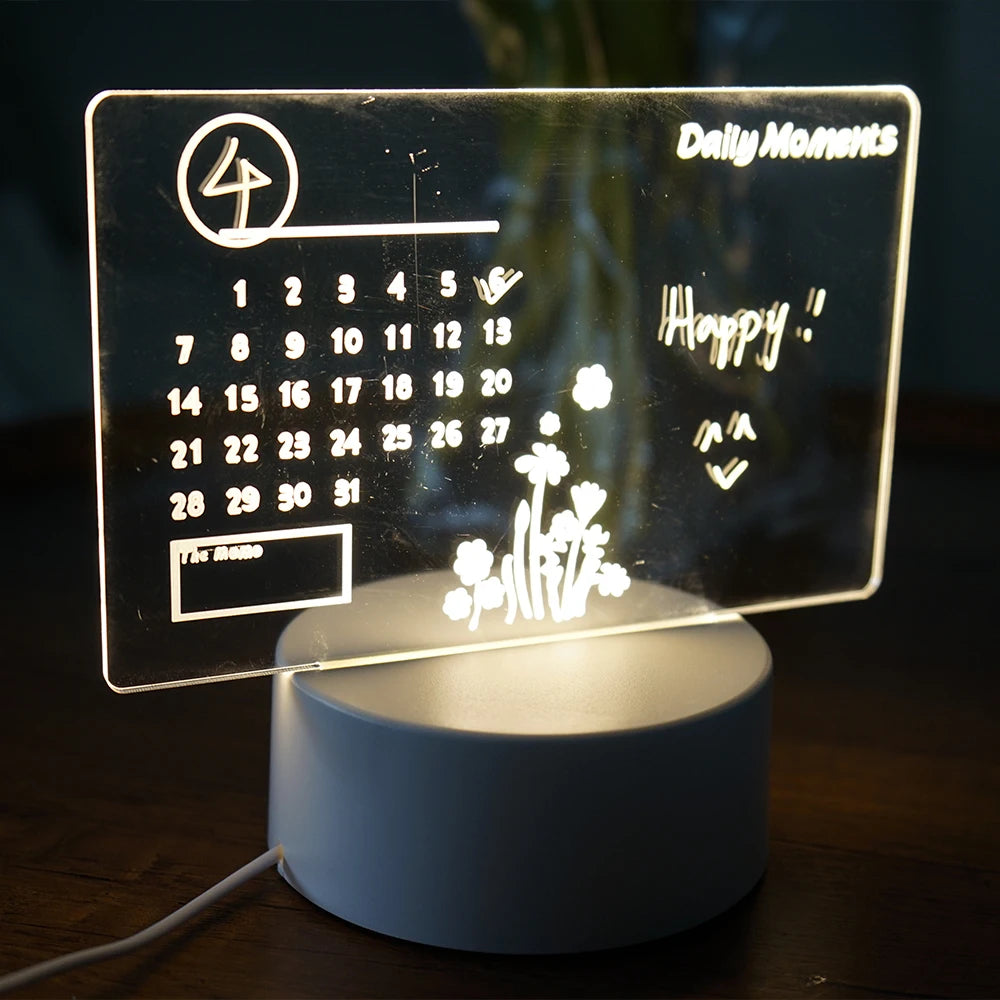 Creative LED Note Board Night Light USB Rewritable Message Board Warm Soft Light task board