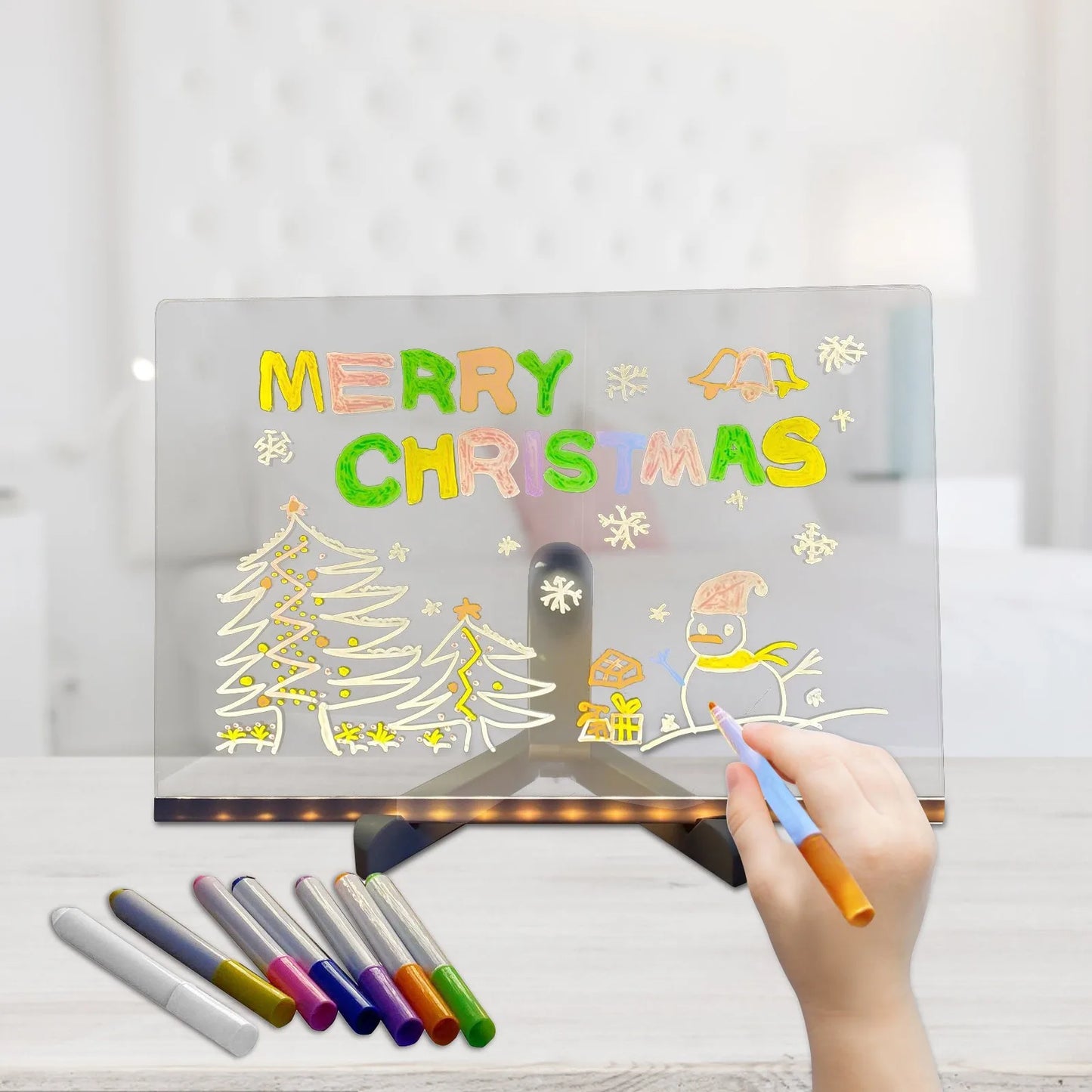 Handmade Erasable Painted Acrylic Doodle Diy Notepad Message Board Led Glass night light