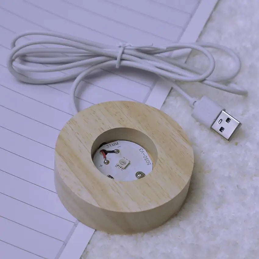 Crystal Ball Night Light Laser Engraved Birthday Gift Glass Sphere Home Desktop Decoration with Wooden USB Base