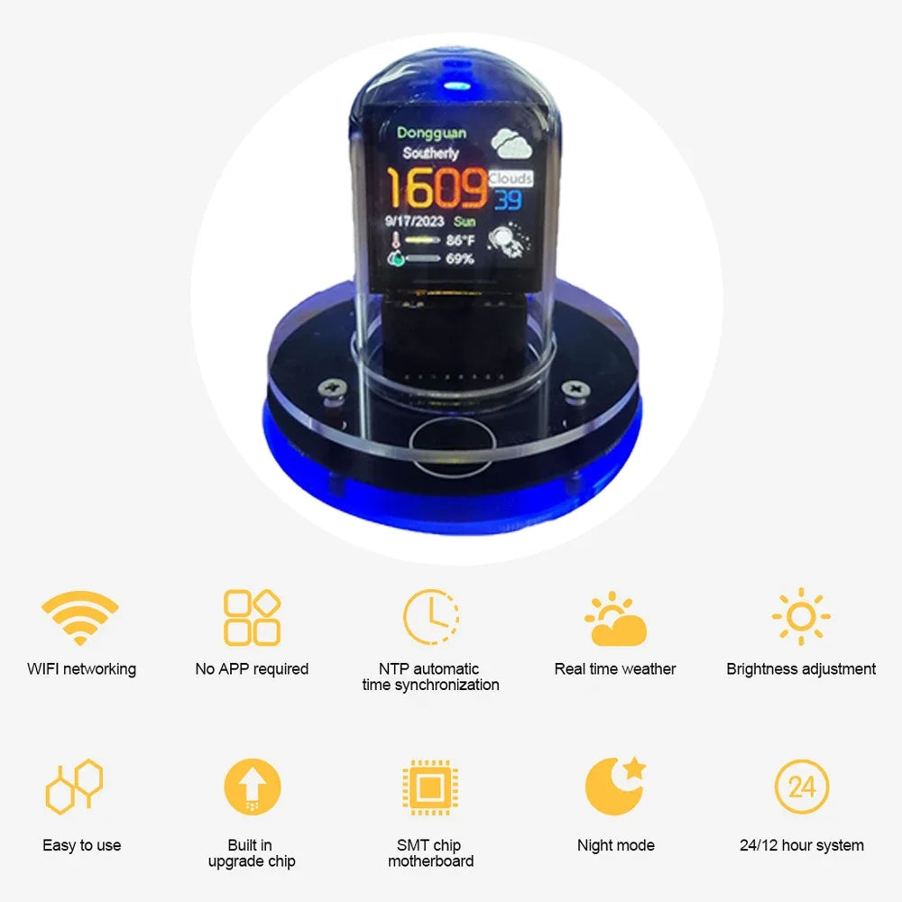 cSmart Wifi Glow Tube Clocks Cyberpunk Style Digital Table Clock Visual Display Changeable