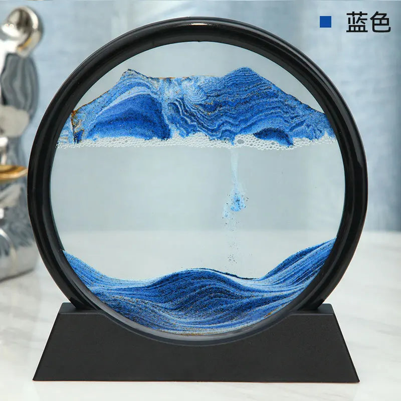Moving Sand Art Picture Round Glass Deep Sea Sandscape Hourglass Quicksand
