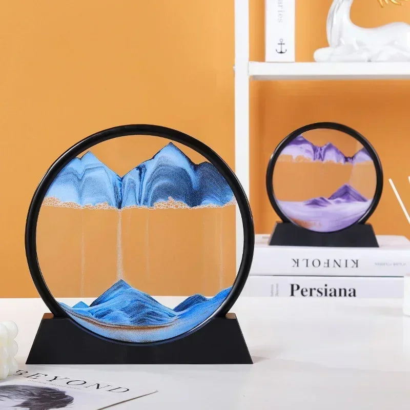 Moving Sand Art Picture Round Glass Deep Sea Sandscape Hourglass Quicksand