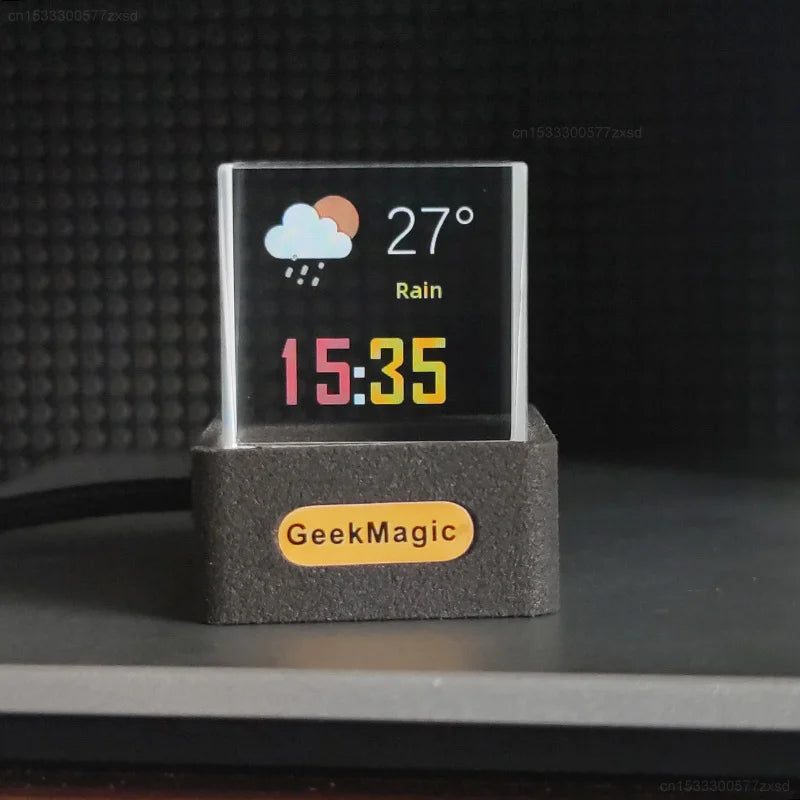 Ccrystal Cube Photo Display Holographic Desktop Smart Weather Station Digital Clock with GIF Animations Album