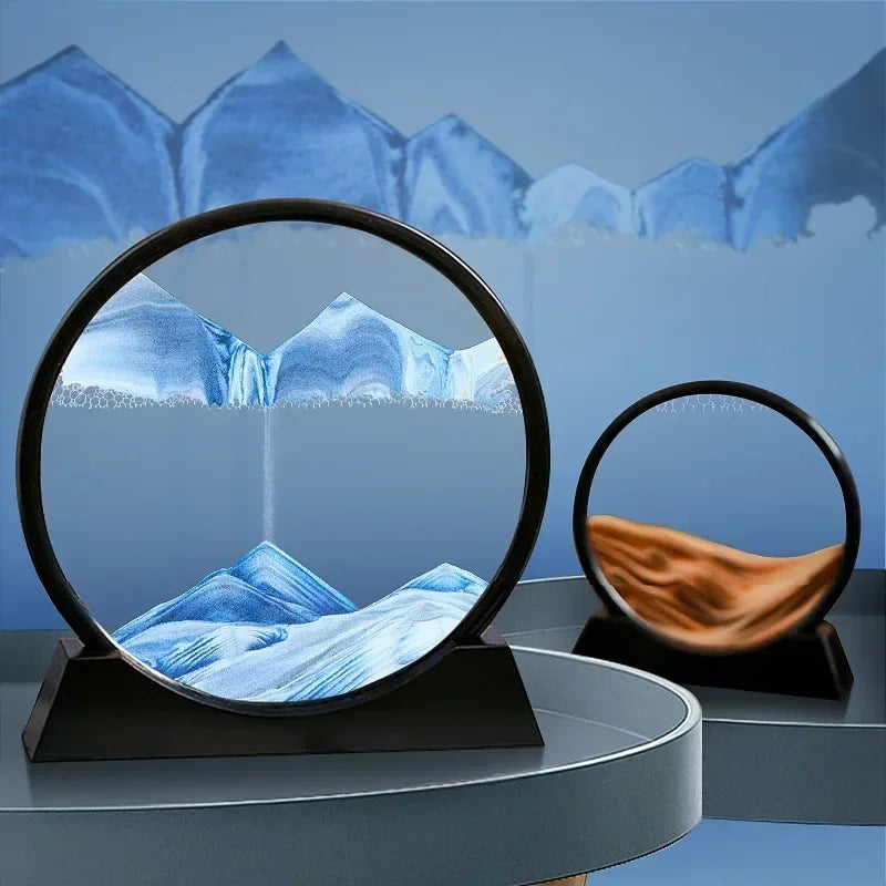 Moving Sand Art Picture Round Glass Deep Sea Sandscape Hourglass Quicksand