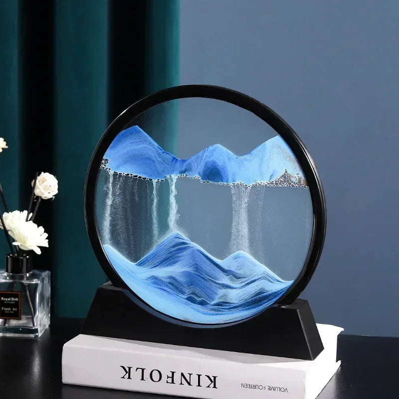 Moving Sand Art Picture Round Glass Deep Sea Sandscape Hourglass Quicksand