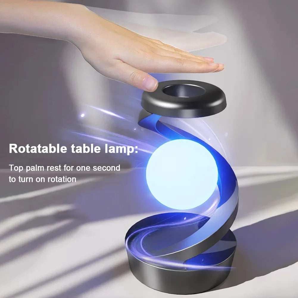 LED Moon Mood Light Suspended Rotating RGB Atmosphere Desk Lamp with Wireless Mobile Charging