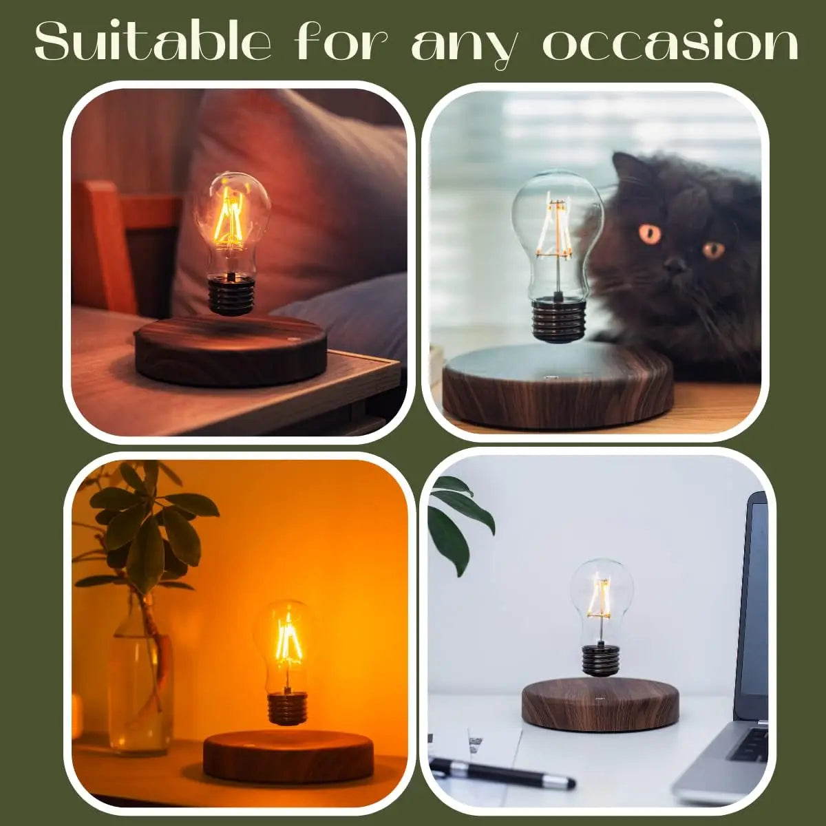 Levitating LED Bulb Lamp, Magnetic Floatin 360 Degree Automatic Rotating Night Light