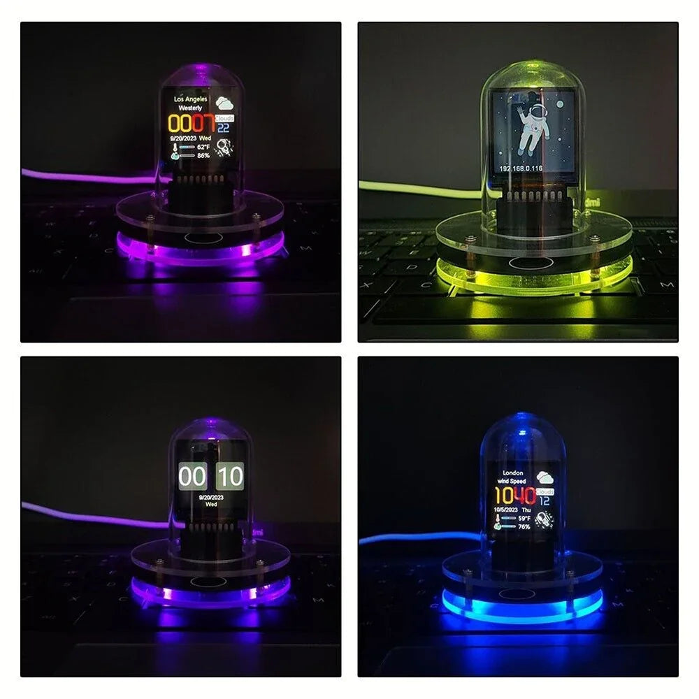 cSmart Wifi Glow Tube Clocks Cyberpunk Style Digital Table Clock Visual Display Changeable