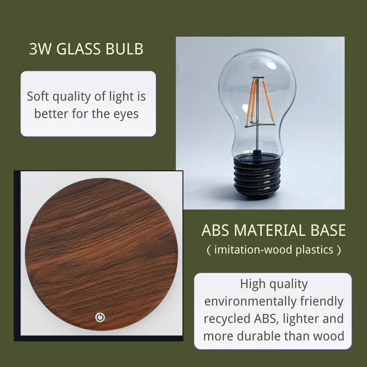 Levitating LED Bulb Lamp, Magnetic Floatin 360 Degree Automatic Rotating Night Light