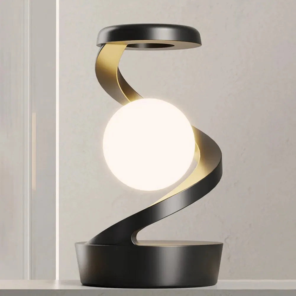 LED Moon Mood Light Suspended Rotating RGB Atmosphere Desk Lamp with Wireless Mobile Charging
