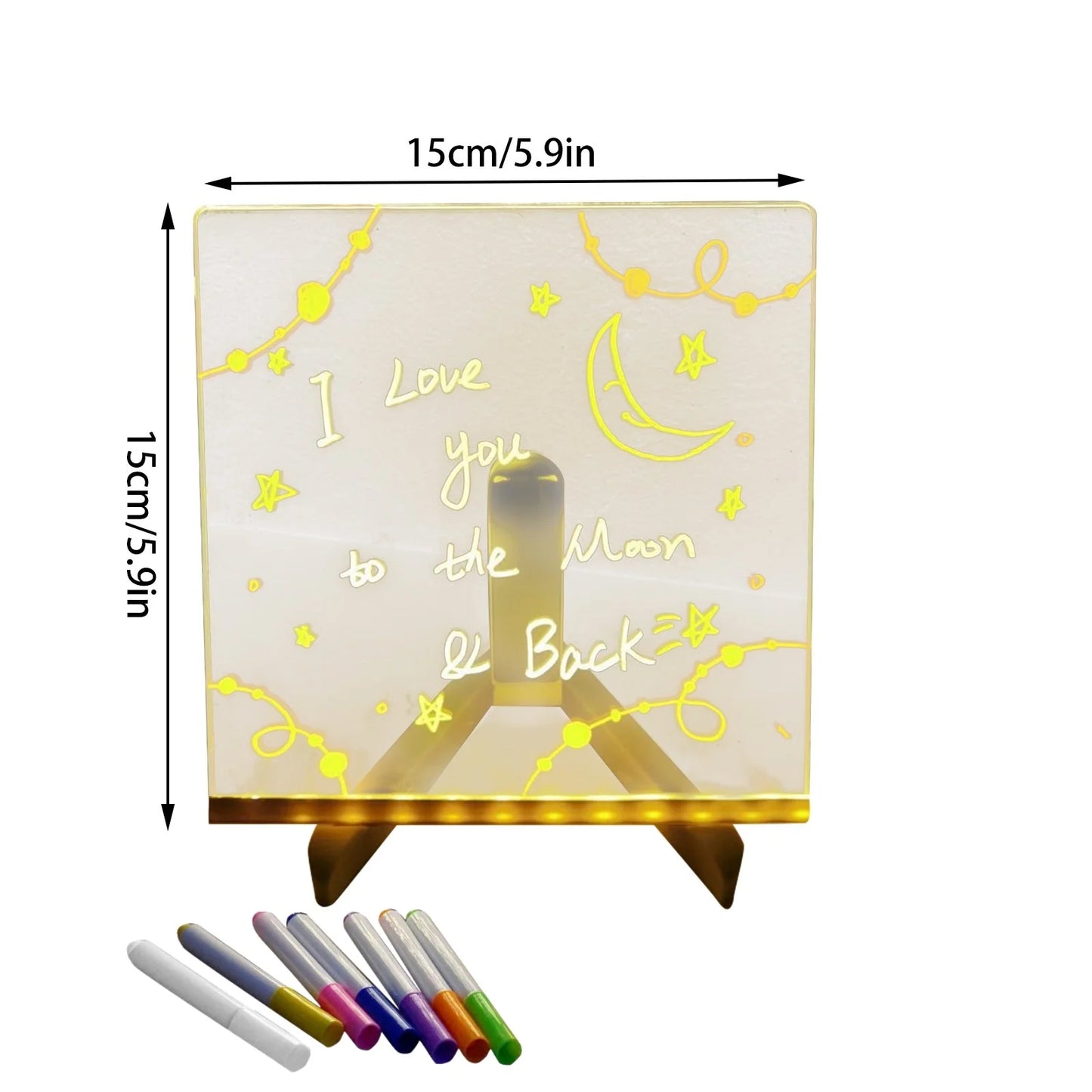 Handmade Erasable Painted Acrylic Doodle Diy Notepad Message Board Led Glass night light
