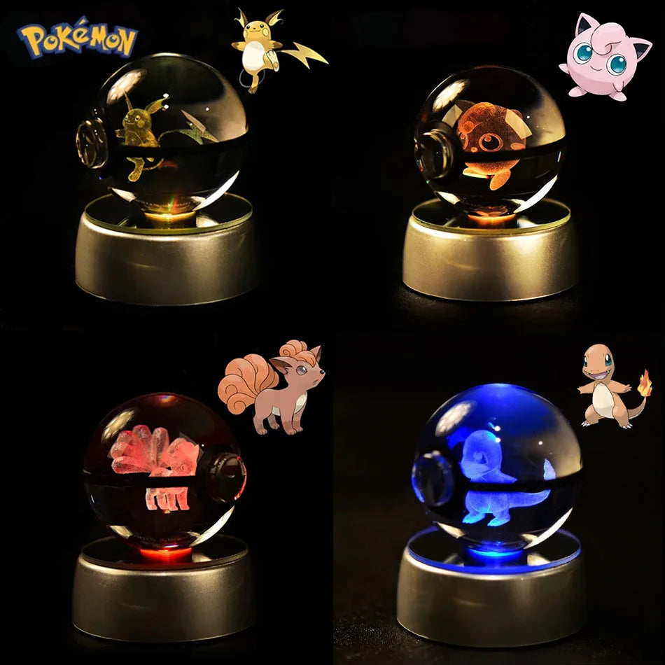 Pokemon 3D Crystal Ball Lamp Base Pokeball 3D Pokemon Glass Ball