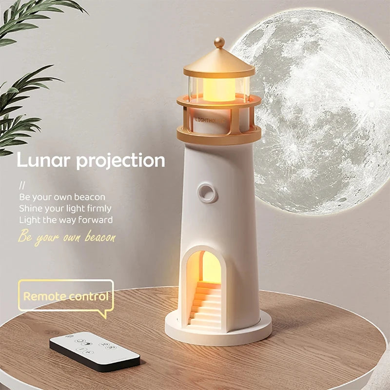 Lighthouse Ambient Light Moon Projection Night Lights Remote Control Bluetooth Music