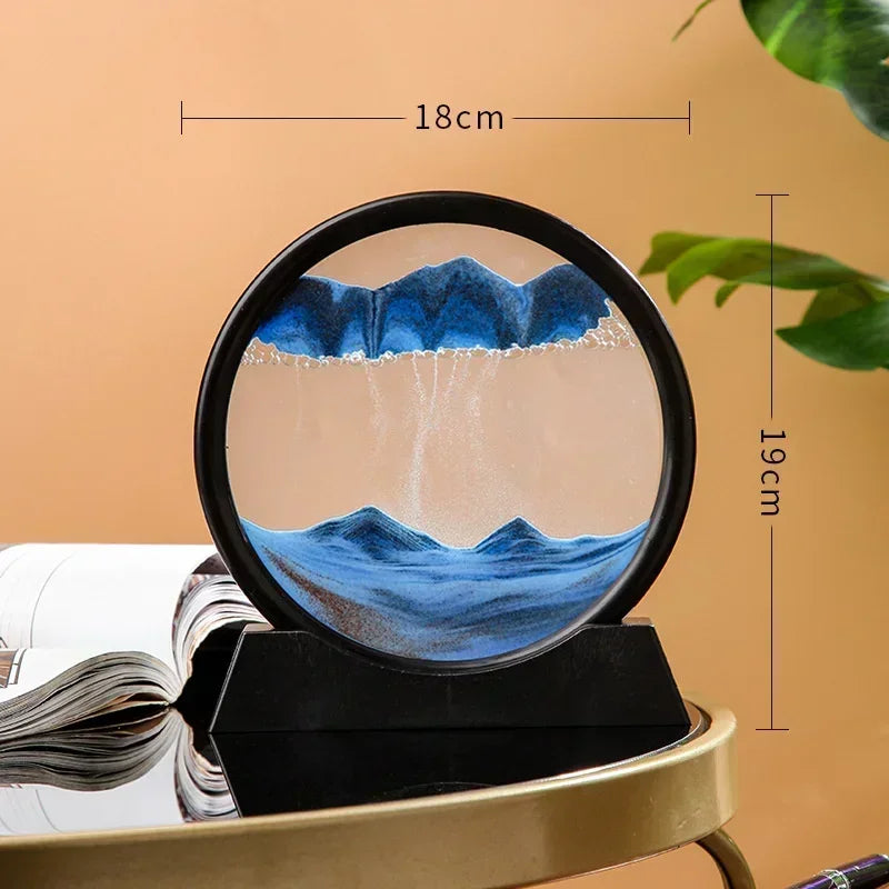 Moving Sand Art Picture Round Glass Deep Sea Sandscape Hourglass Quicksand