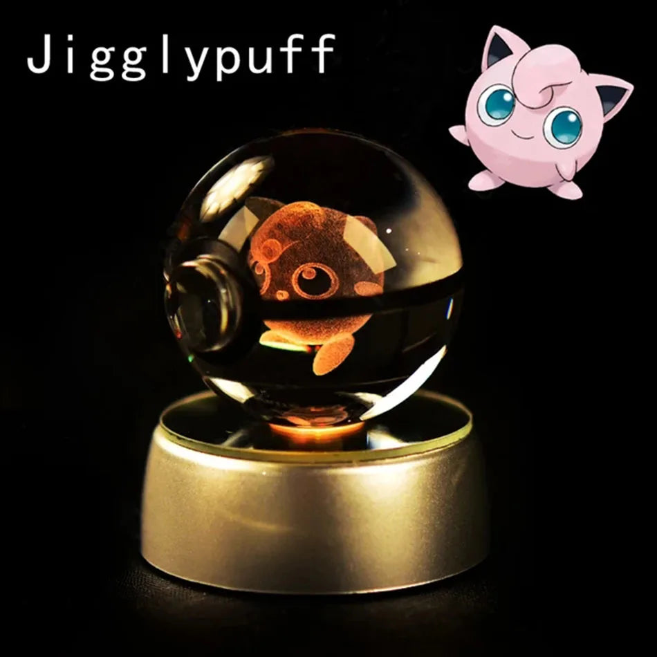 Pokemon 3D Crystal Ball Lamp Base Pokeball 3D Pokemon Glass Ball