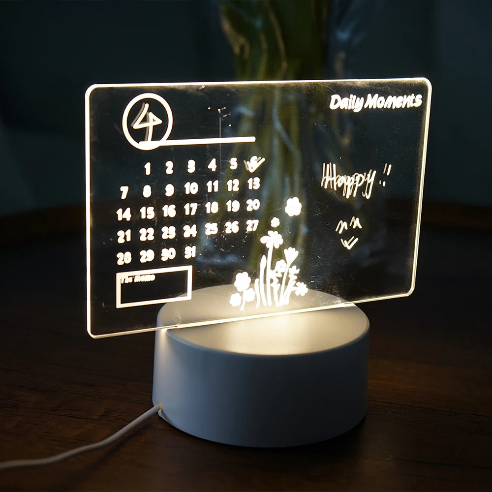Creative LED Note Board Night Light USB Rewritable Message Board Warm Soft Light task board