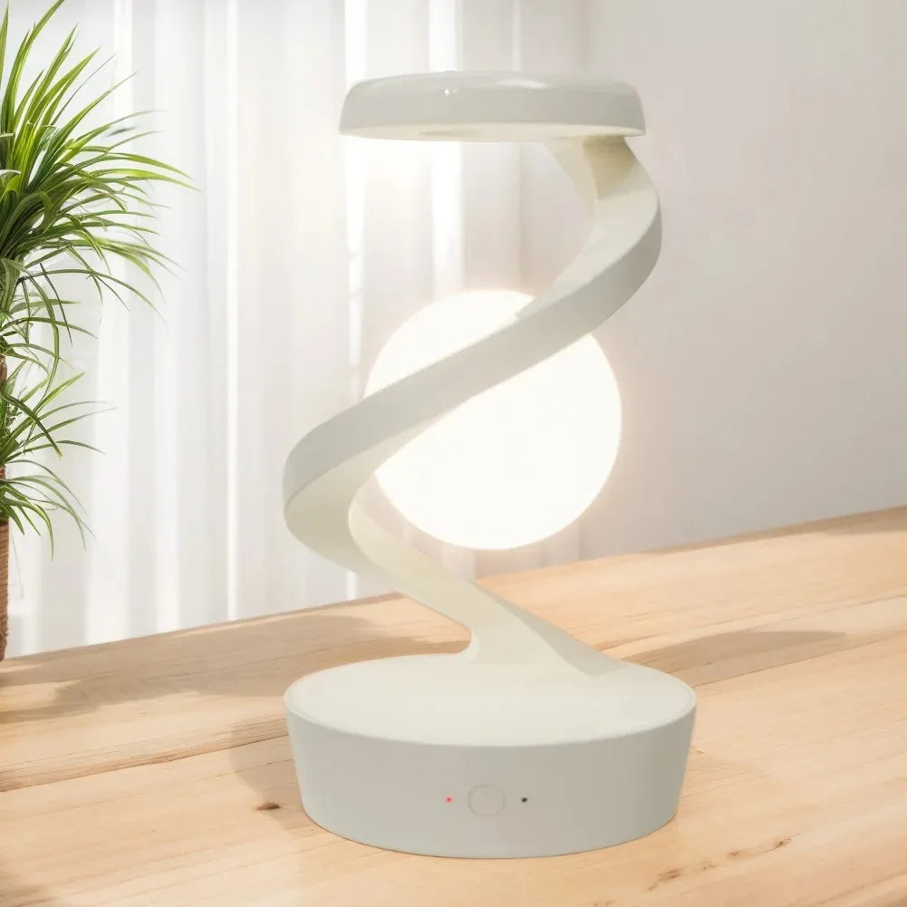 LED Moon Mood Light Suspended Rotating RGB Atmosphere Desk Lamp with Wireless Mobile Charging