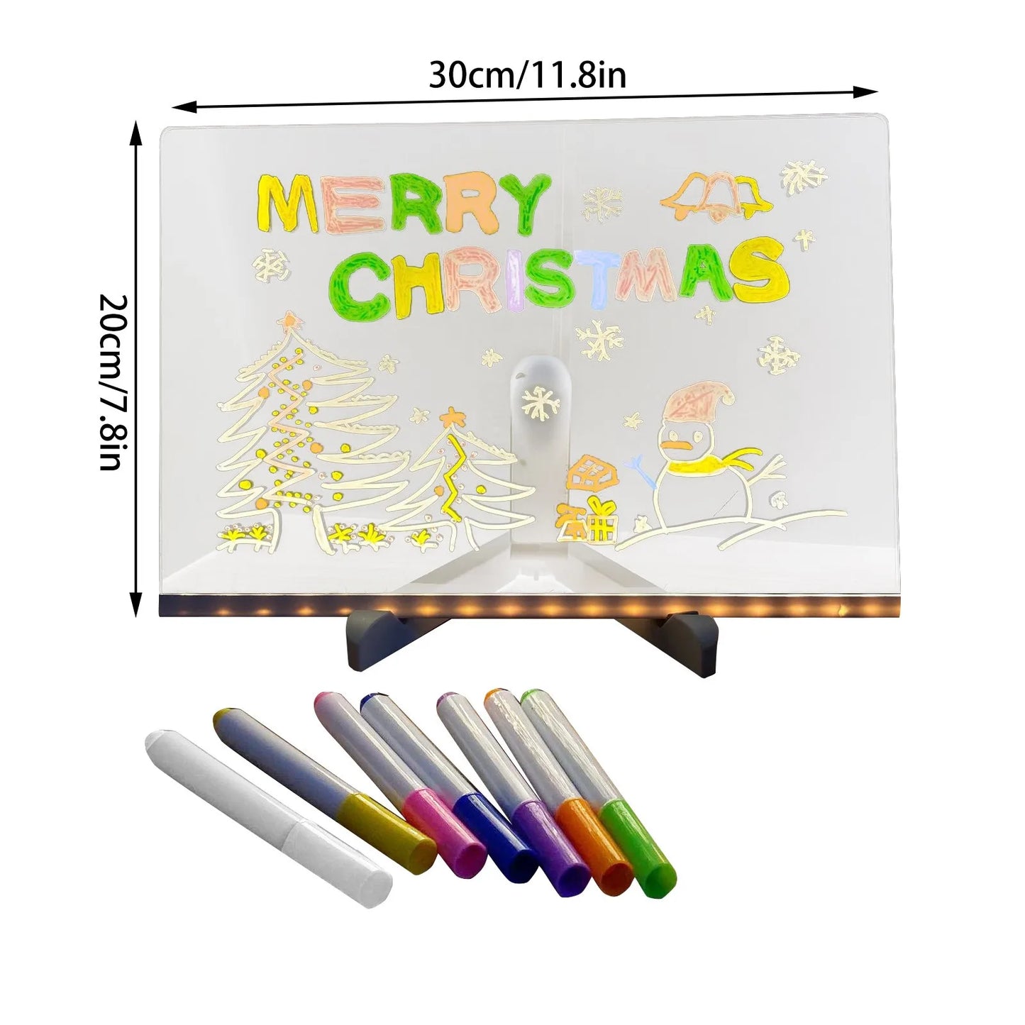 Handmade Erasable Painted Acrylic Doodle Diy Notepad Message Board Led Glass night light
