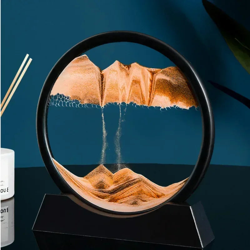 Moving Sand Art Picture Round Glass Deep Sea Sandscape Hourglass Quicksand