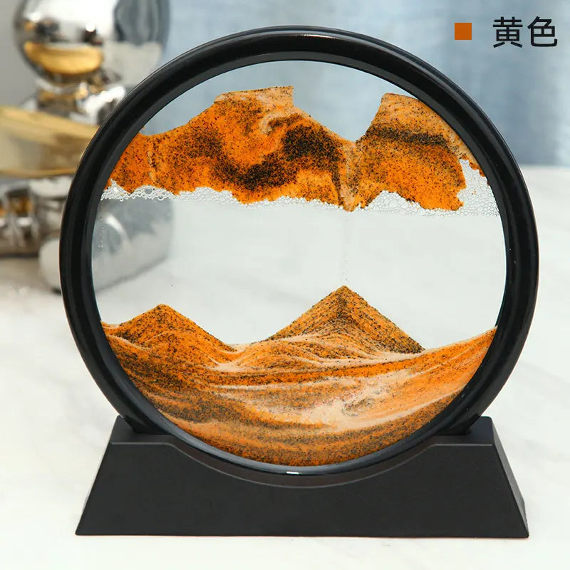 Moving Sand Art Picture Round Glass Deep Sea Sandscape Hourglass Quicksand