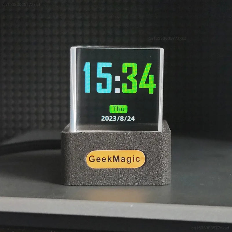 Ccrystal Cube Photo Display Holographic Desktop Smart Weather Station Digital Clock with GIF Animations Album
