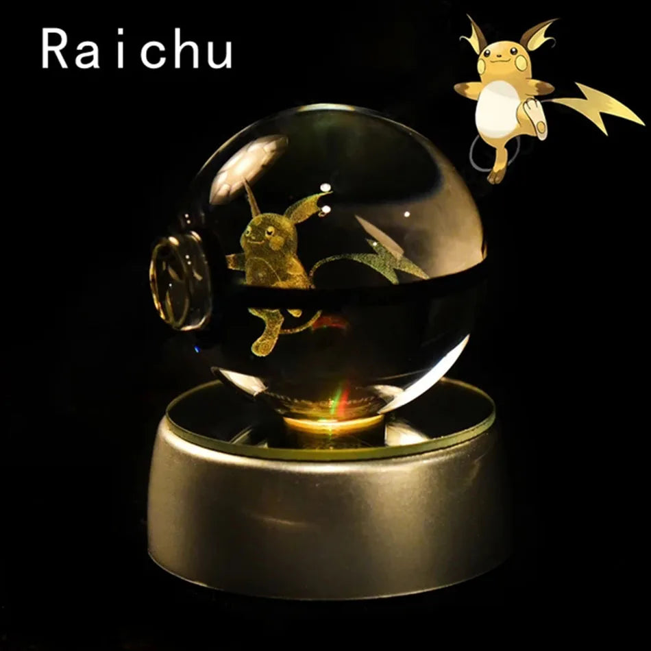 Pokemon 3D Crystal Ball Lamp Base Pokeball 3D Pokemon Glass Ball