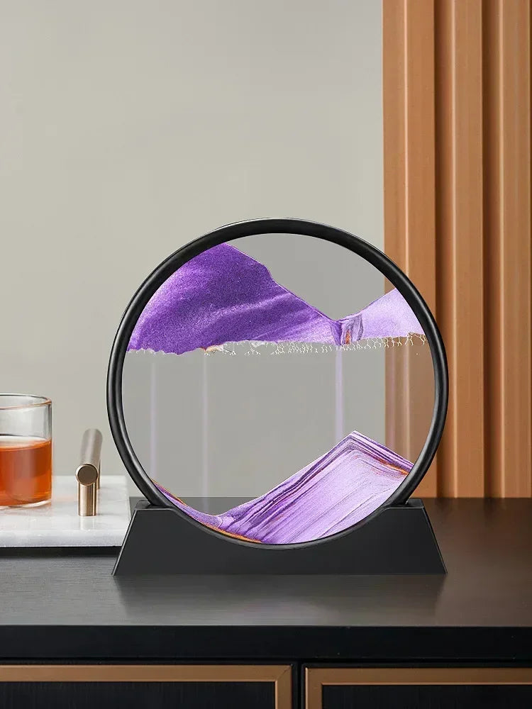 Moving Sand Art Picture Round Glass Deep Sea Sandscape Hourglass Quicksand